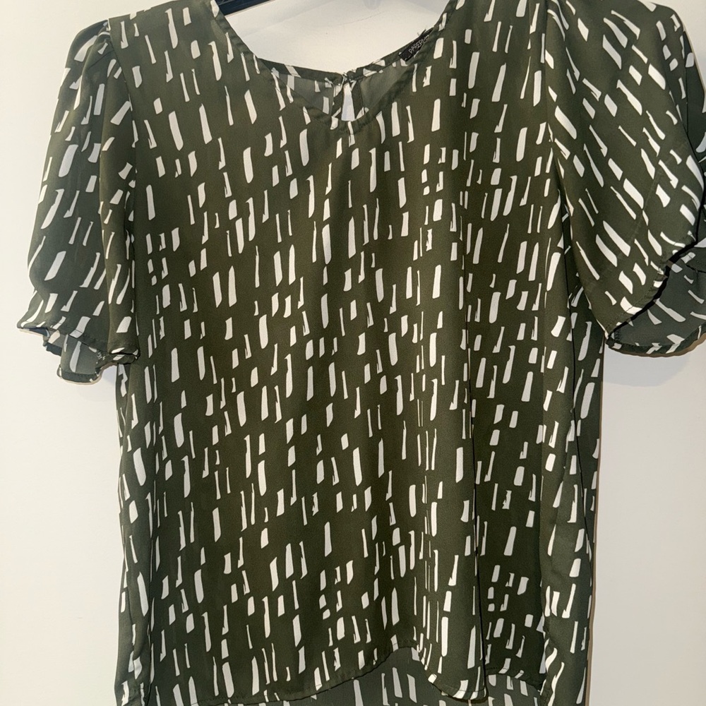 Papermoon Olive and White Patterned Blouse